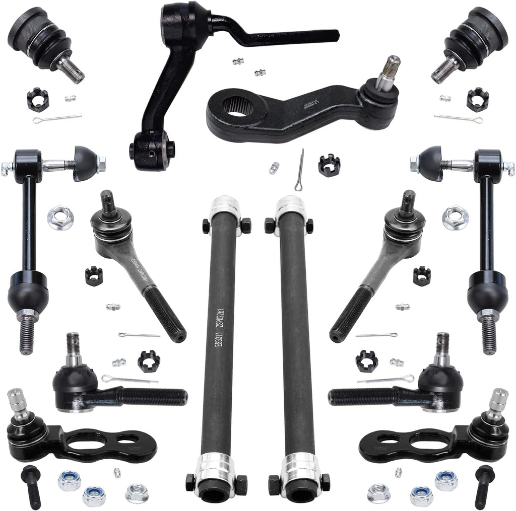 14PC Front Steering Idler Arm Pitman Arm Tie Rods Sway Bars Ball Joints R51459