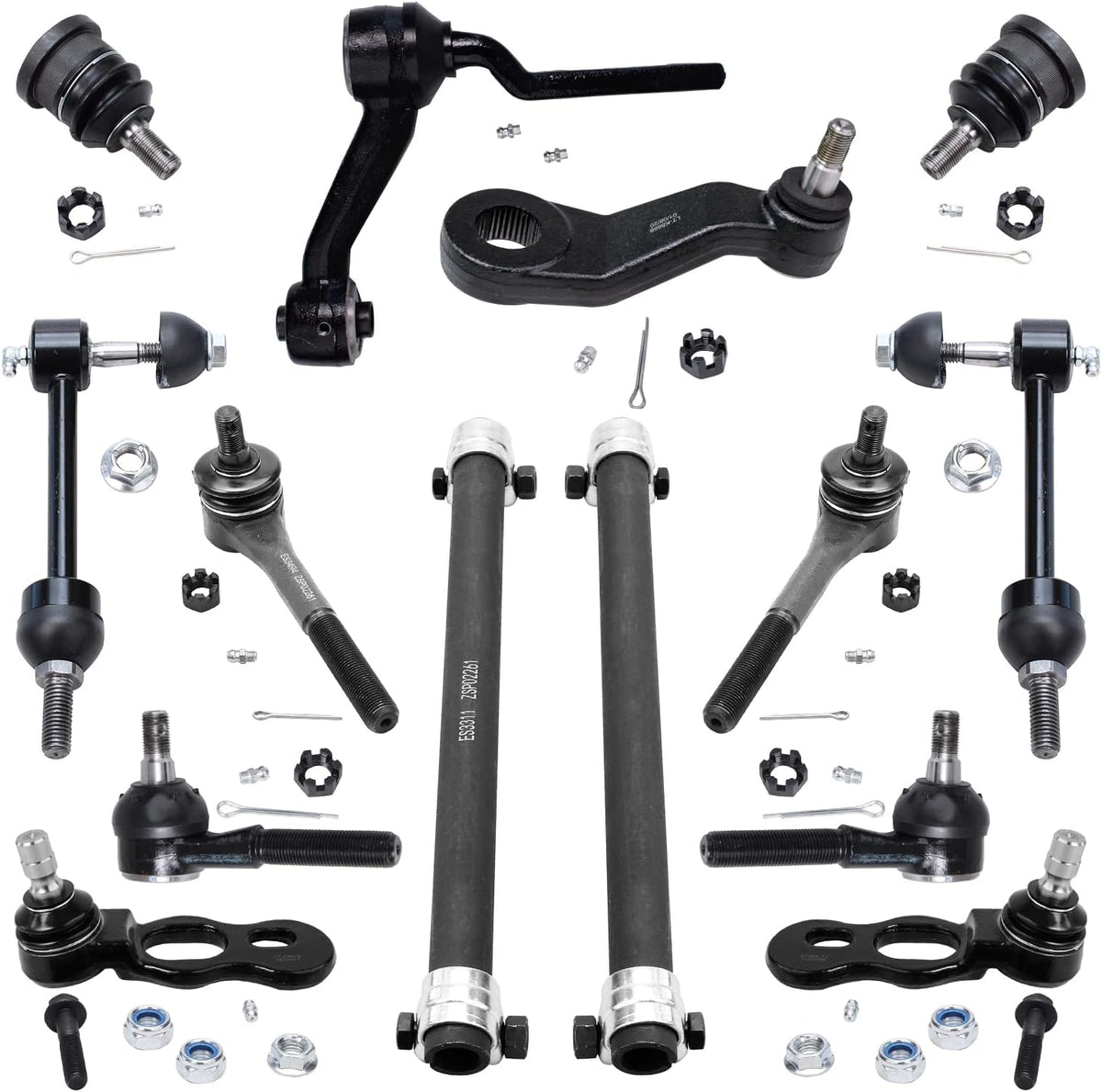 14PC Front Steering Idler Arm Pitman Arm Tie Rods Sway Bars Ball Joints R51459
