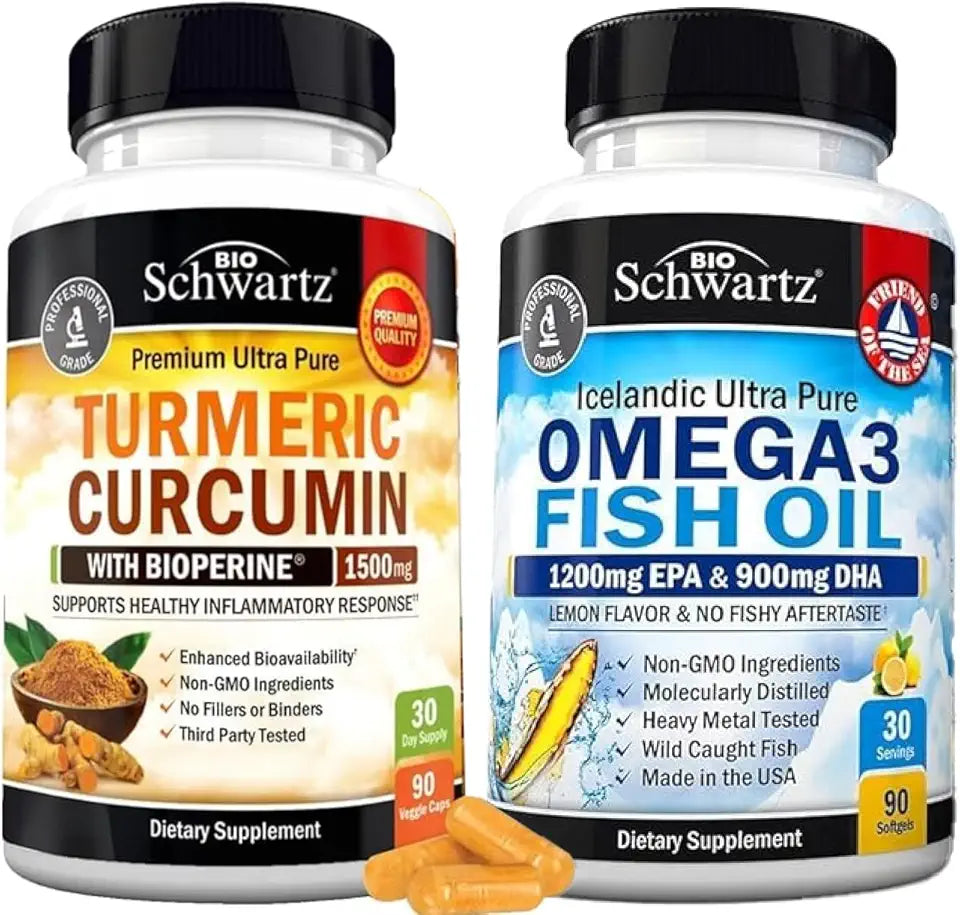Omega 3 Fish Oil Softgels Plus Turmeric Curcumin with Black Pepper Extract O745