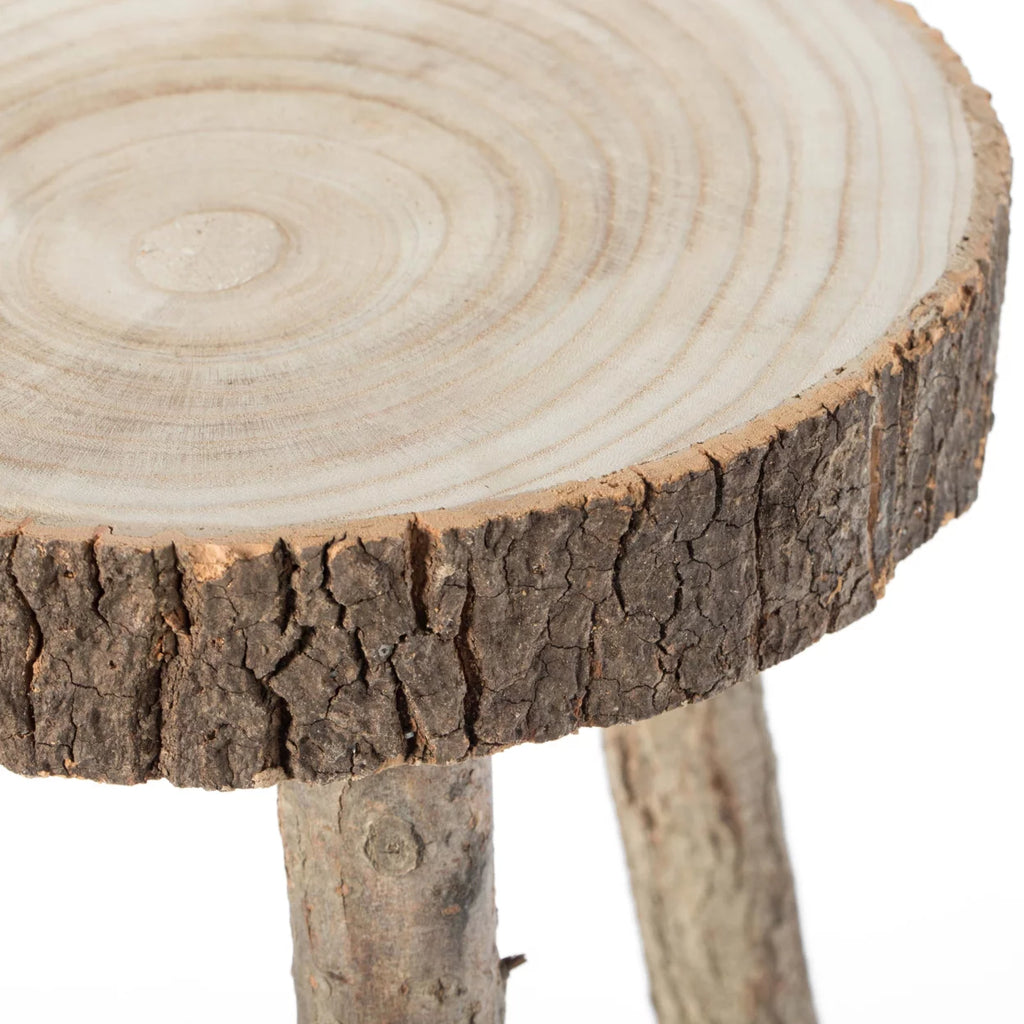 Antique Natural Wooden Accent Stool Side Table L8912