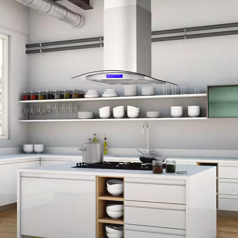 30 in. Stainless Steel Ductless Island Range Hood with Carbon Filter Kit O328