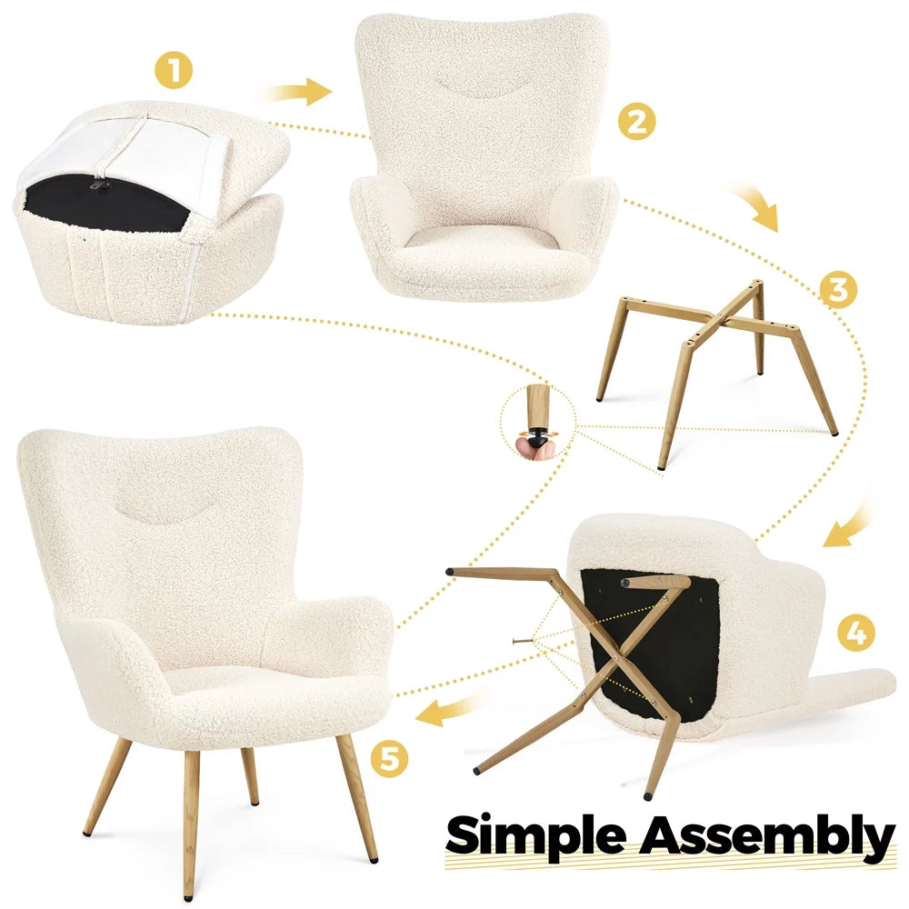 Boucle Wingback Accent Chair Y1212