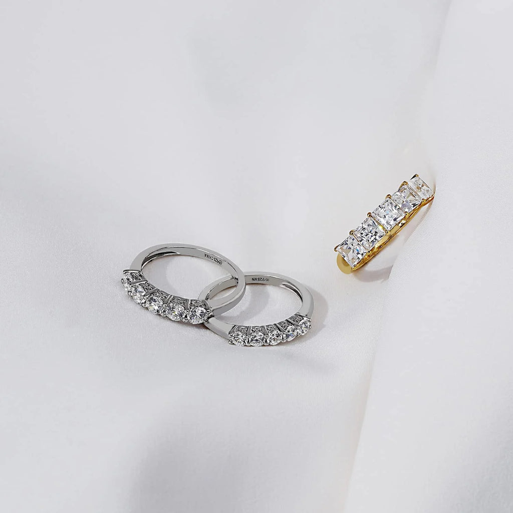Platinum or Gold Plated Sterling Silver 5-Stone Ring N727