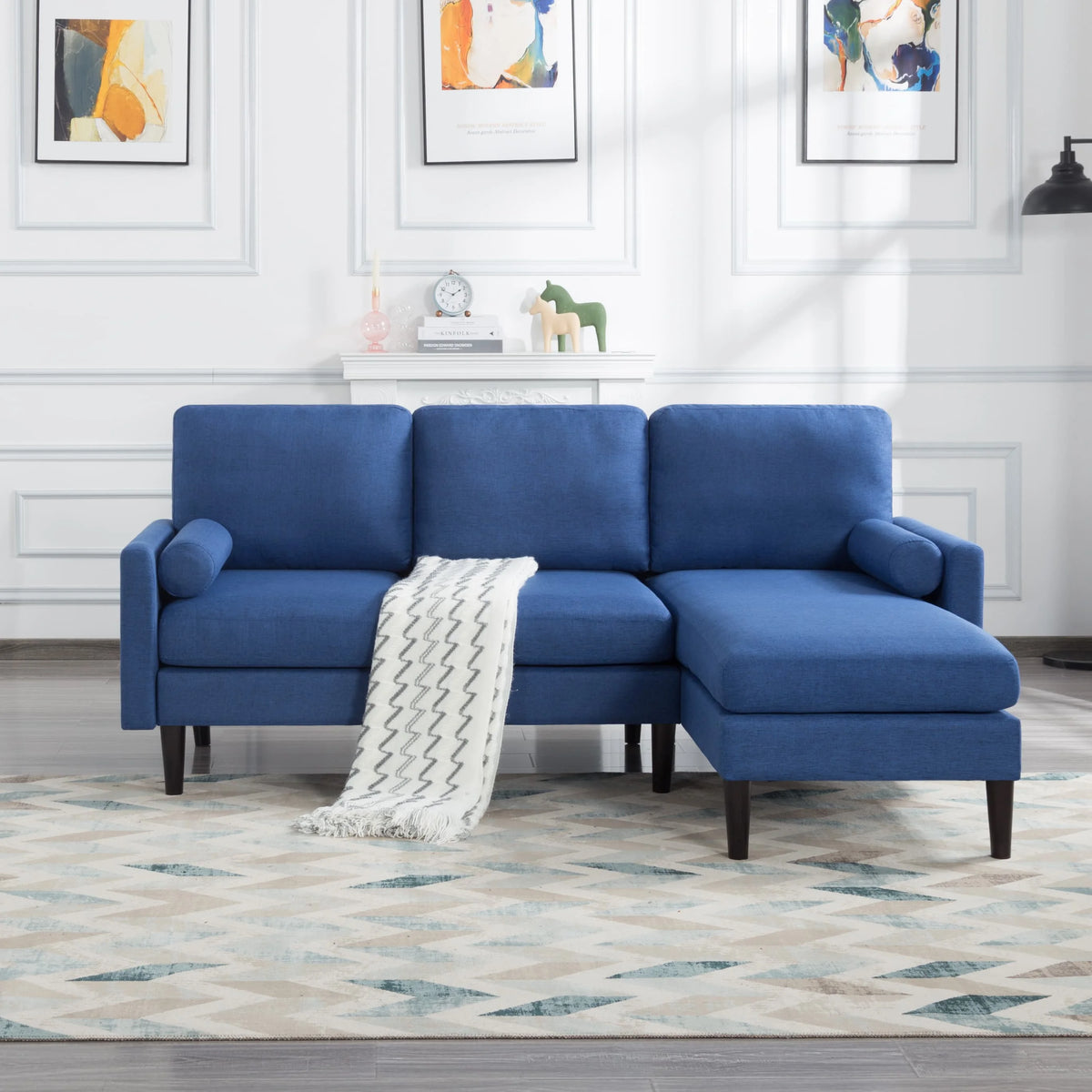 72 inch L-Shape Reversible Sectional Sofa with Two Pillows B9204