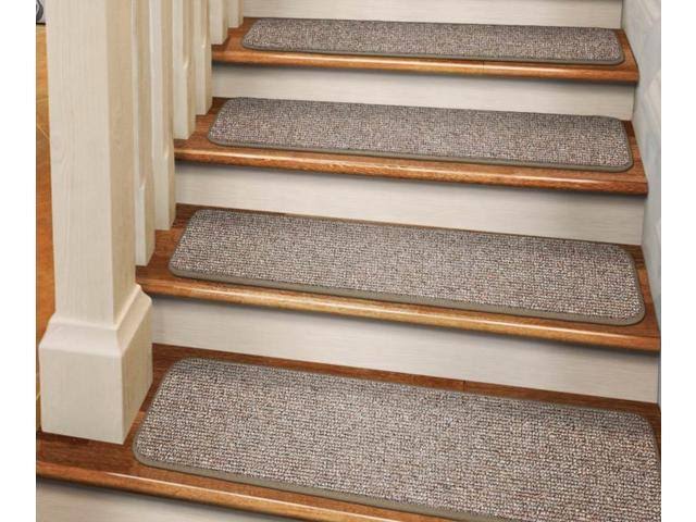 Set of 15 Adhesive Carpet Stair Treads Pebble Beige 9 in. x 36 in. B754