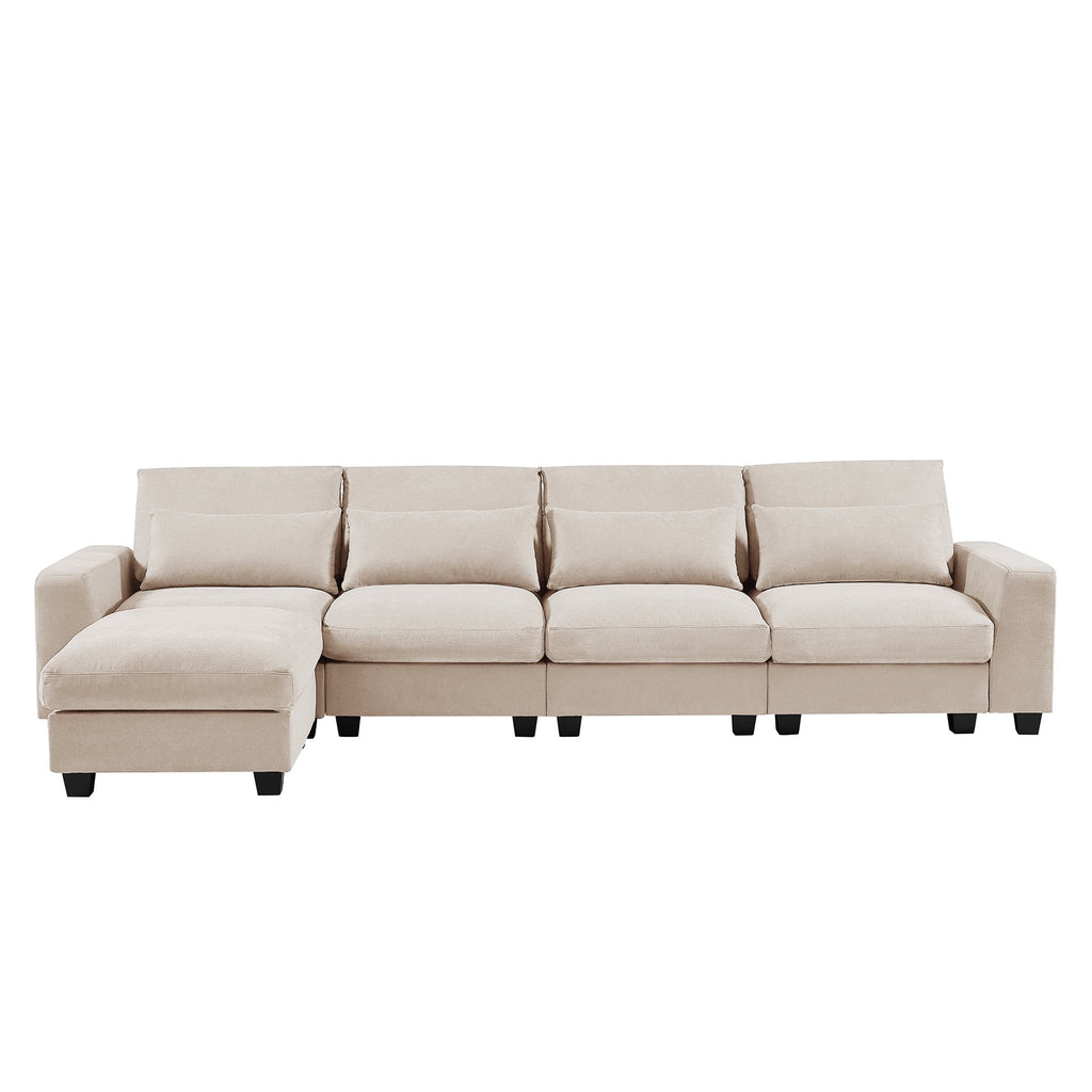 Beige 5 Seat L-Shape Sectional Sofa K699749
