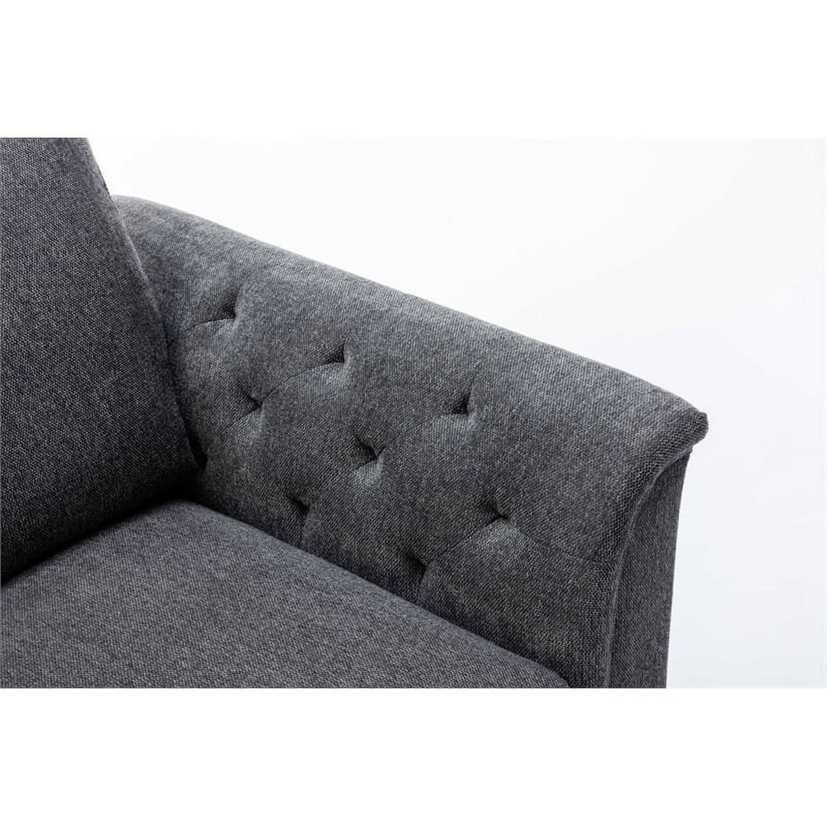 3-Piece Linen Fabric Sofa Set with Tufted Arms in Dark Gray A133418
