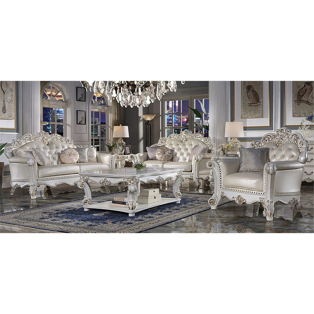 Champagne PU Sofa with 5 Pillows S454139