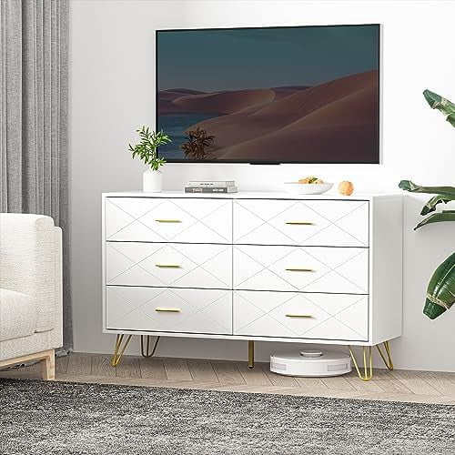 White 6 Drawer Dresser P68094
