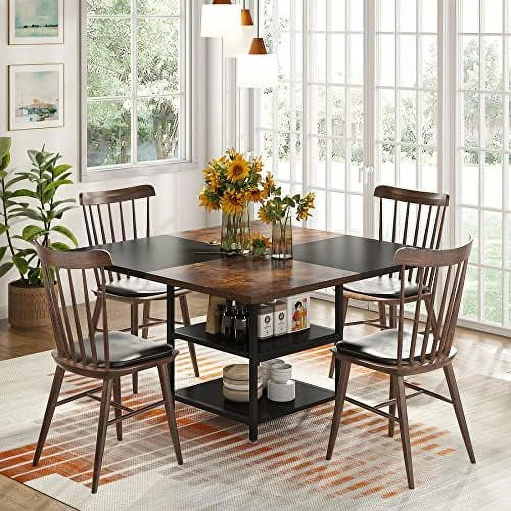 Round Dining Table 47 inch Faux Marble Top Metal Base B2800