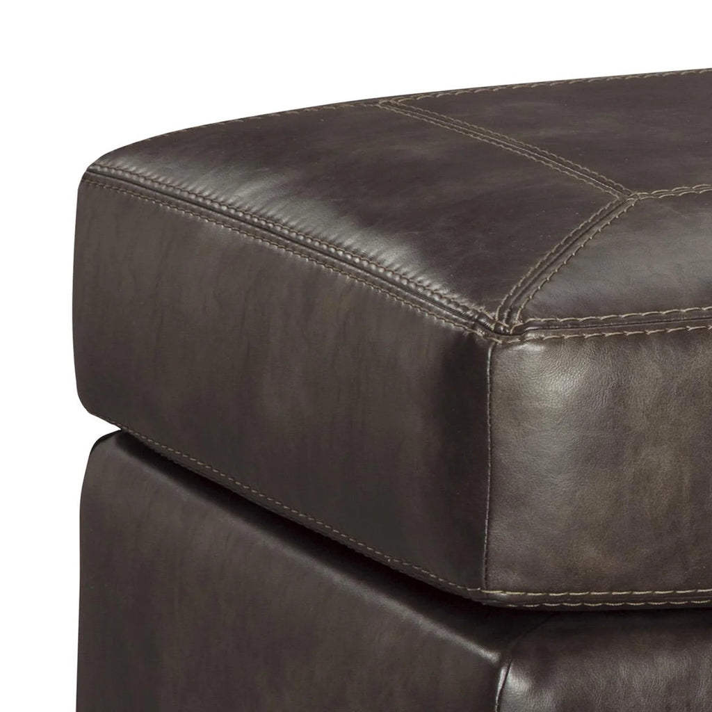Brown Wooden Ottoman with Nailhead Trims and Bun Feet C42580