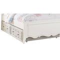 White Twin Size Wooden Trundle Bed with Caster Wheels L22589