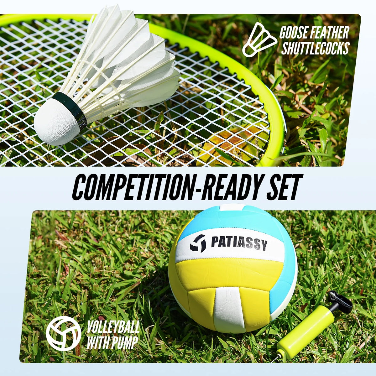 Adjustable Volleyball and Badminton Combo Set with Net S913