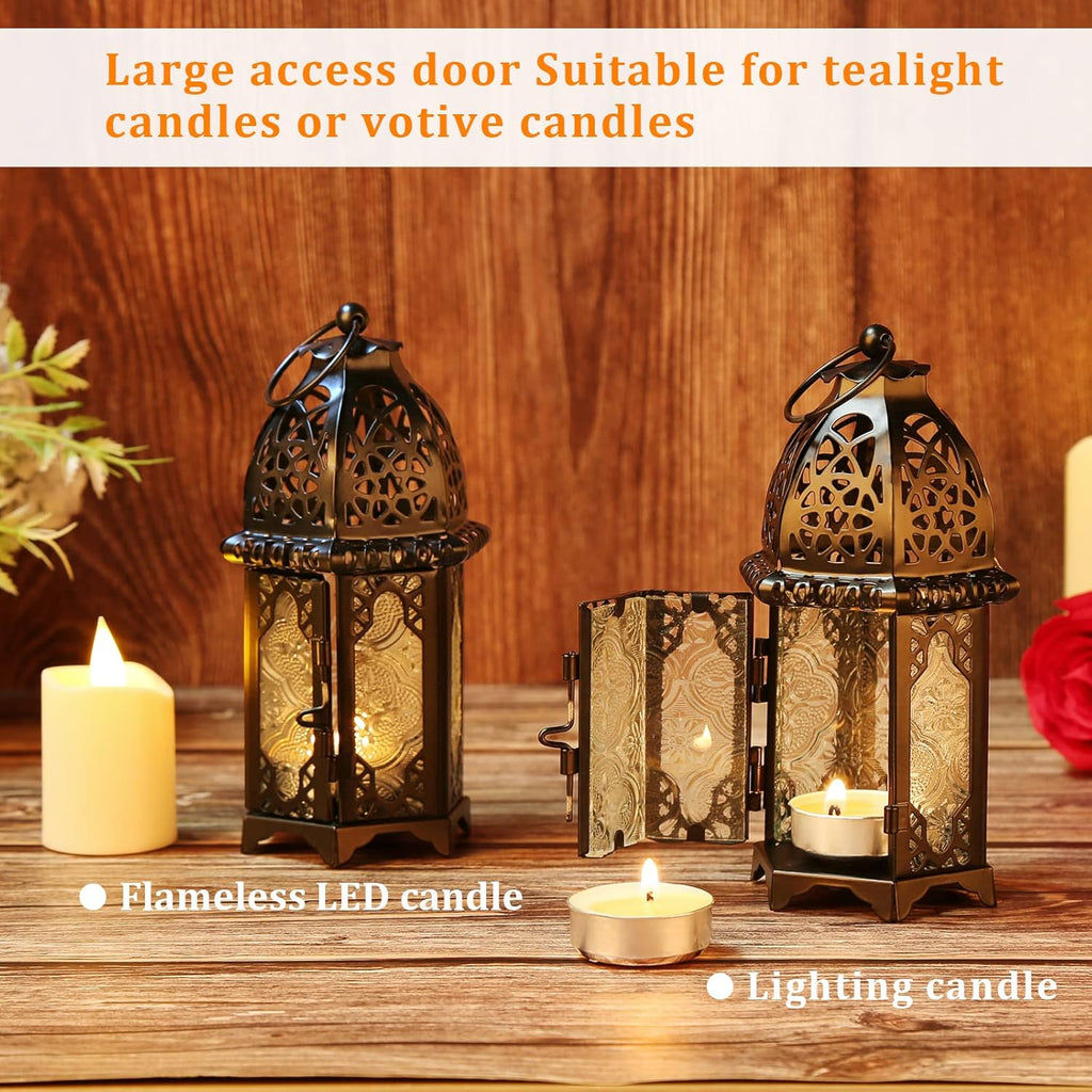 Black 4PCS Glass Candle Holder Lanterns U675