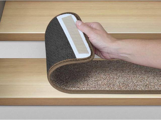 Set of 15 Adhesive Carpet Stair Treads Pebble Beige 9 in. x 36 in. B754