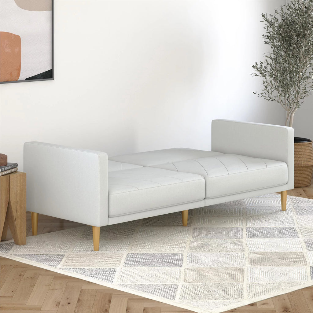 Light Gray Linen Futon Sofa Bed H639461