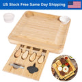 Bamboo Charcuterie Board Set with 4 Stainless Steel Cheese Knives X4470
