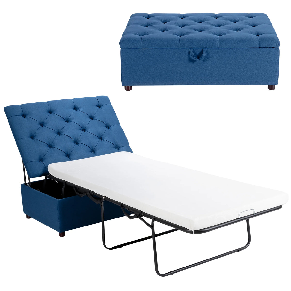 Folding Ottoman Sleeper Bed with Mattress Grey W62057