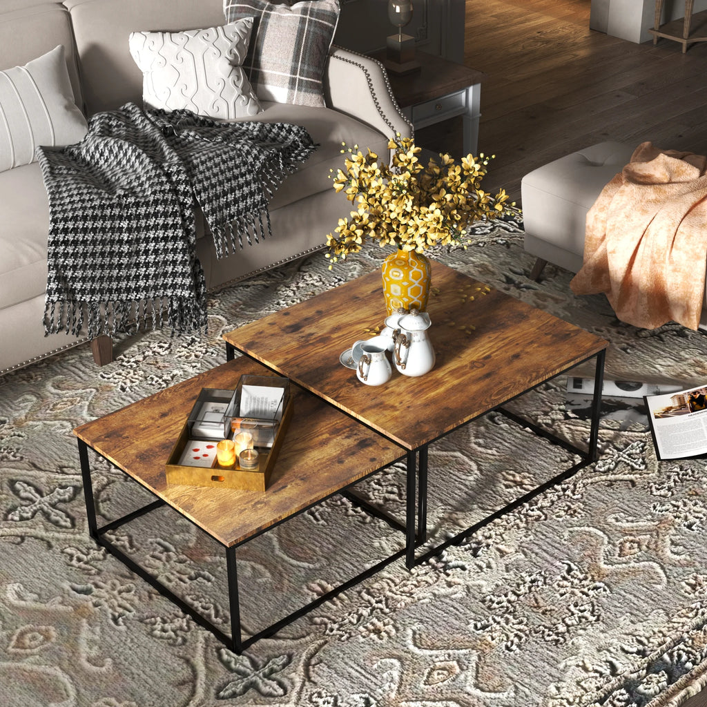 Brown Wood Nesting Coffee Table Set X881567