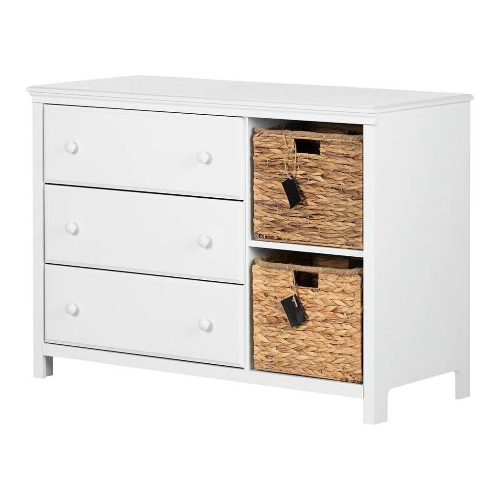 White 3 Drawer Wood Dresser C9309