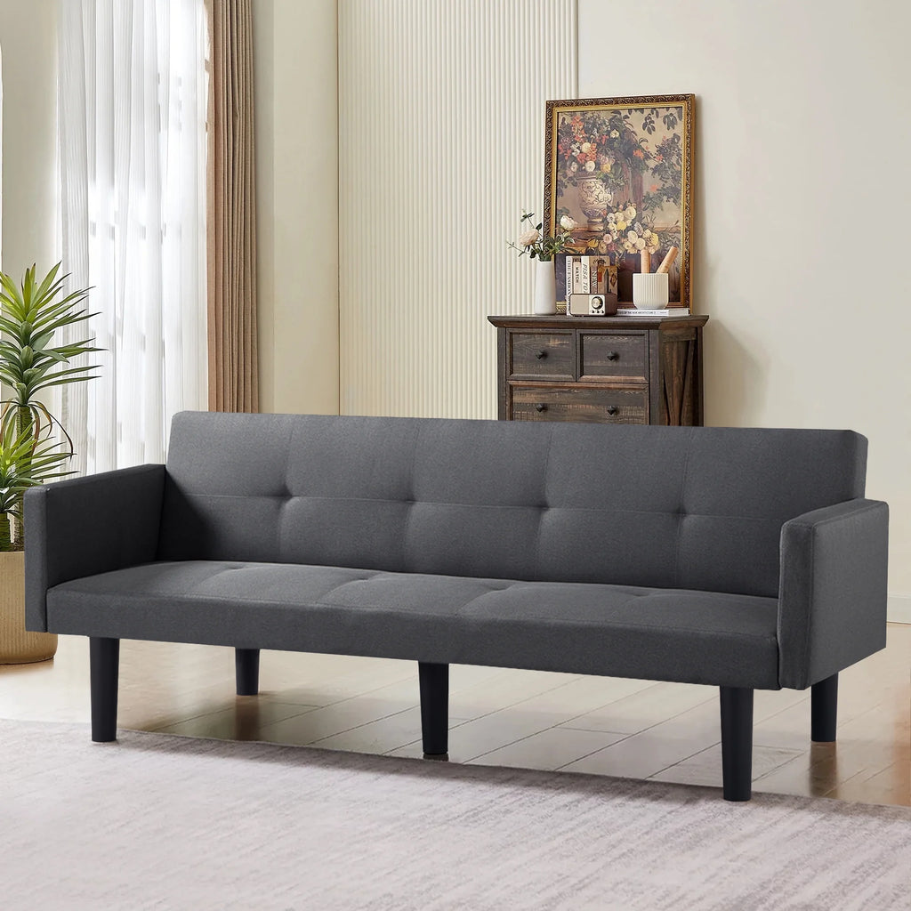 Blue Faux Suede Futon Sofa Bed W991