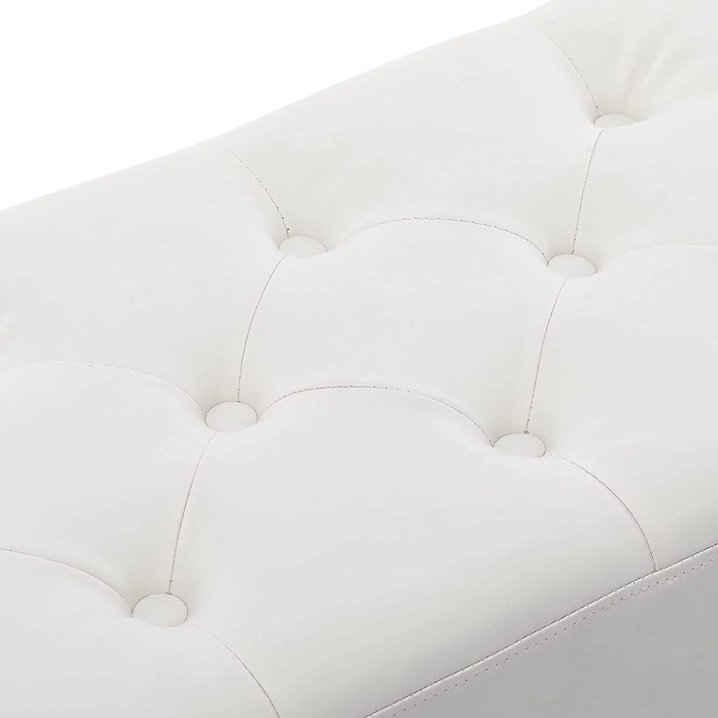 White Tufted Upholstered Bench A3838