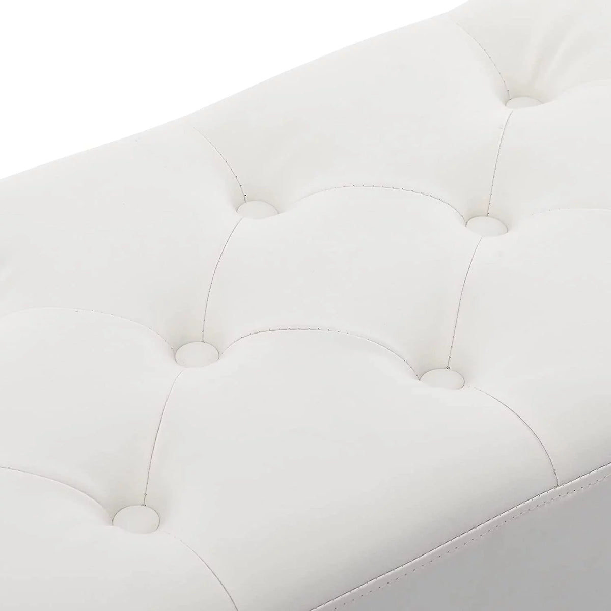 White Tufted Upholstered Bench A3838