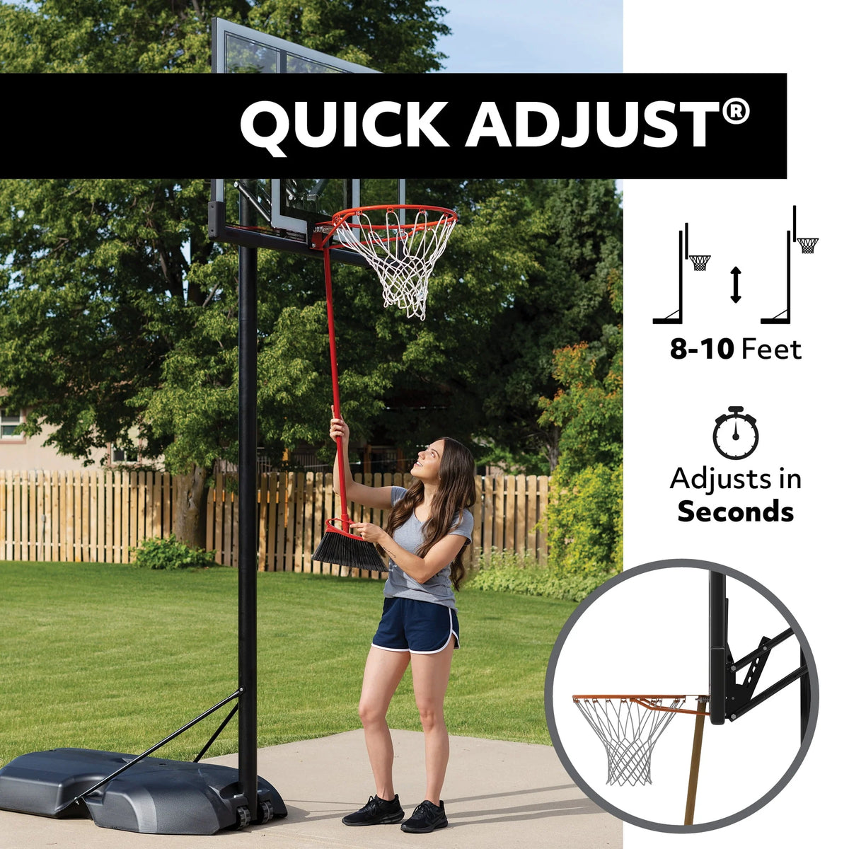 Adjustable Portable Basketball Hoop, 46 inch Polycarbonate O789201
