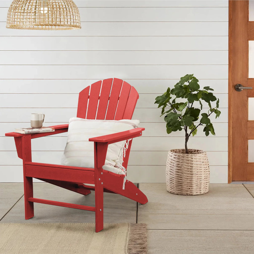 Adirondack Chair Weather Resistant Plastic Resin Red X2415