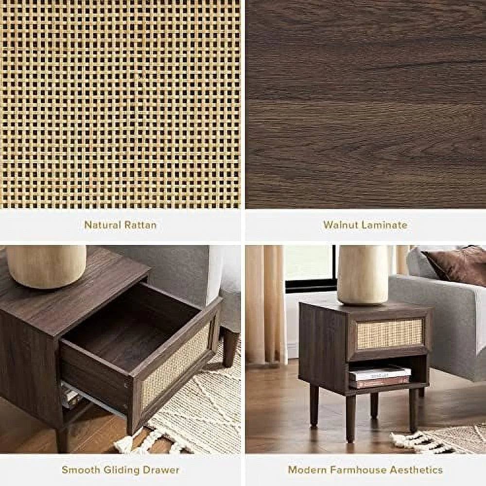 Charcoal Nightstand Set 2 with Drawers P382