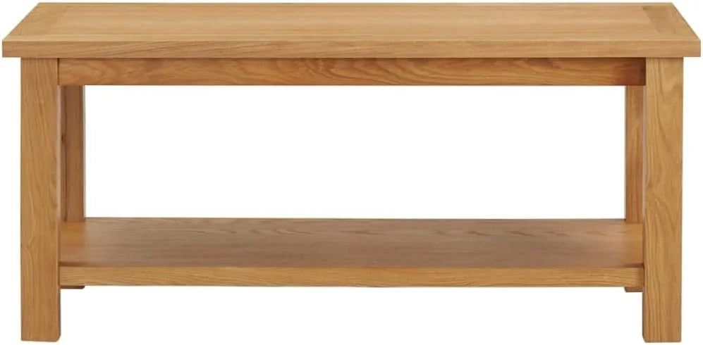Solid Oak Wood Coffee Table Brown Dark Rectangular 35.4"x17.7"x15.7" S1162