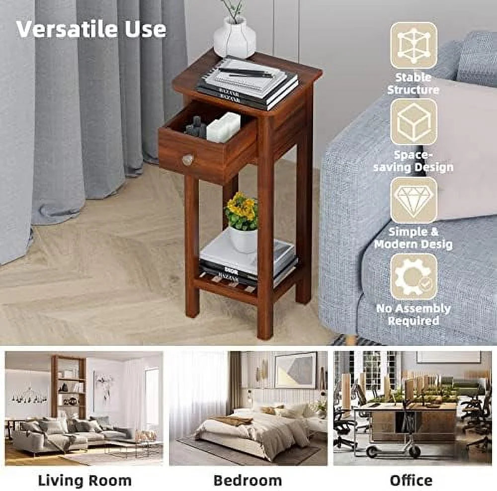 Narrow End Table Set of 2 with Drawer X7773