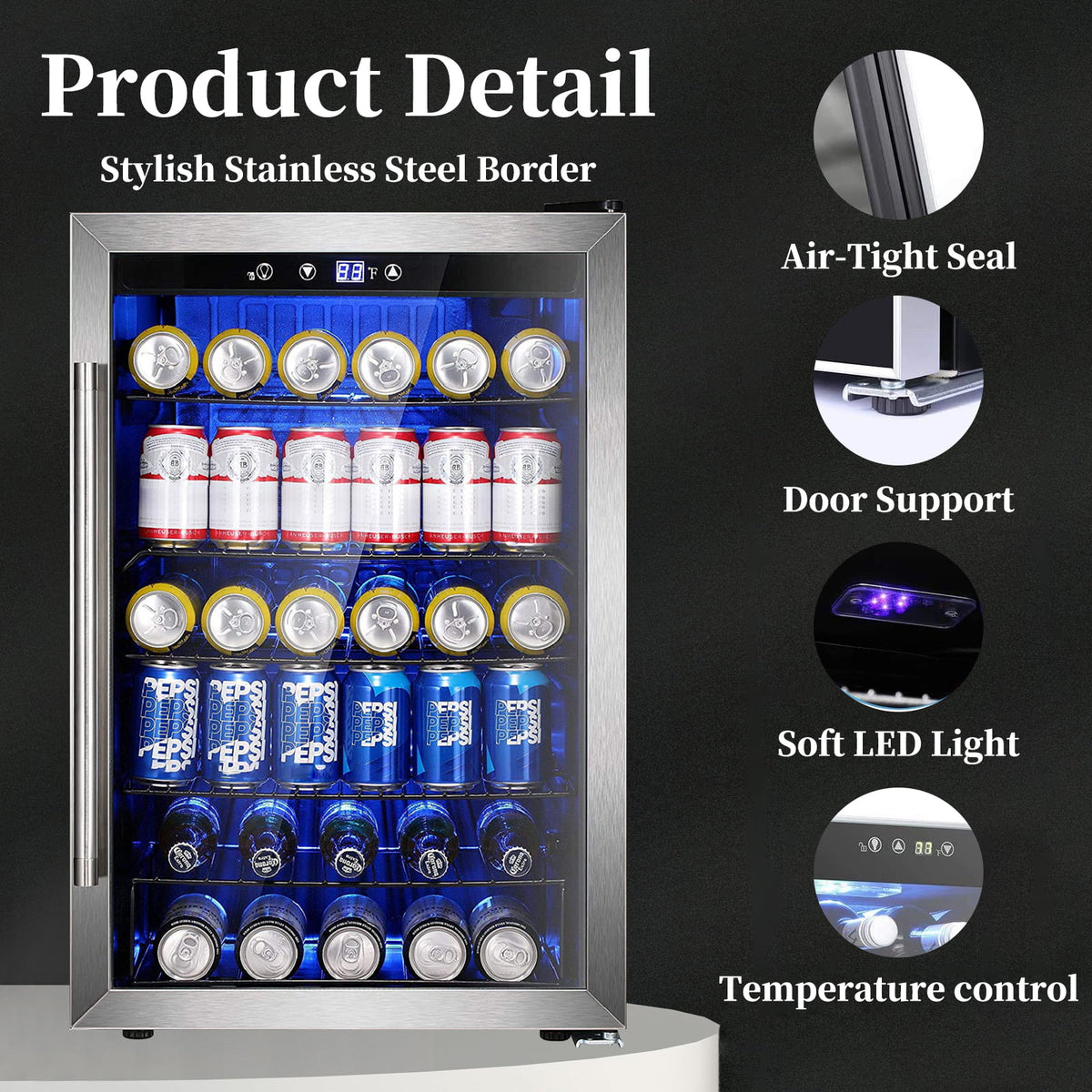 4.4 Cubic Feet 145 Can Beverage Refrigerator Glass Door V35227