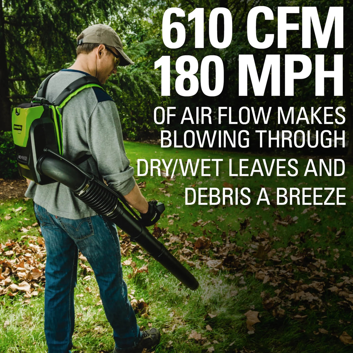 80V 610 CFM Brushless Backpack Blower with 2.5 Ah Battery & Charger E884594