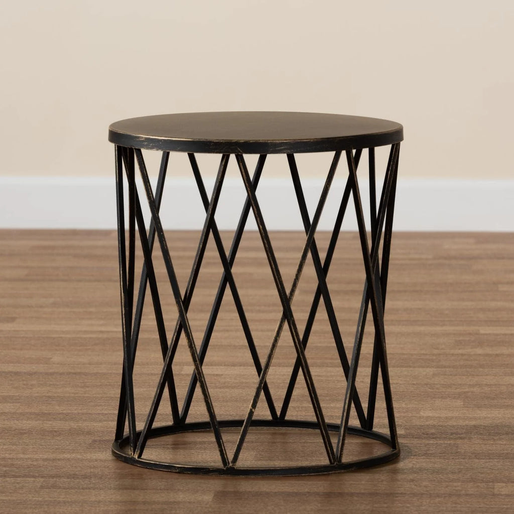Antique Black Metal End Table I68883