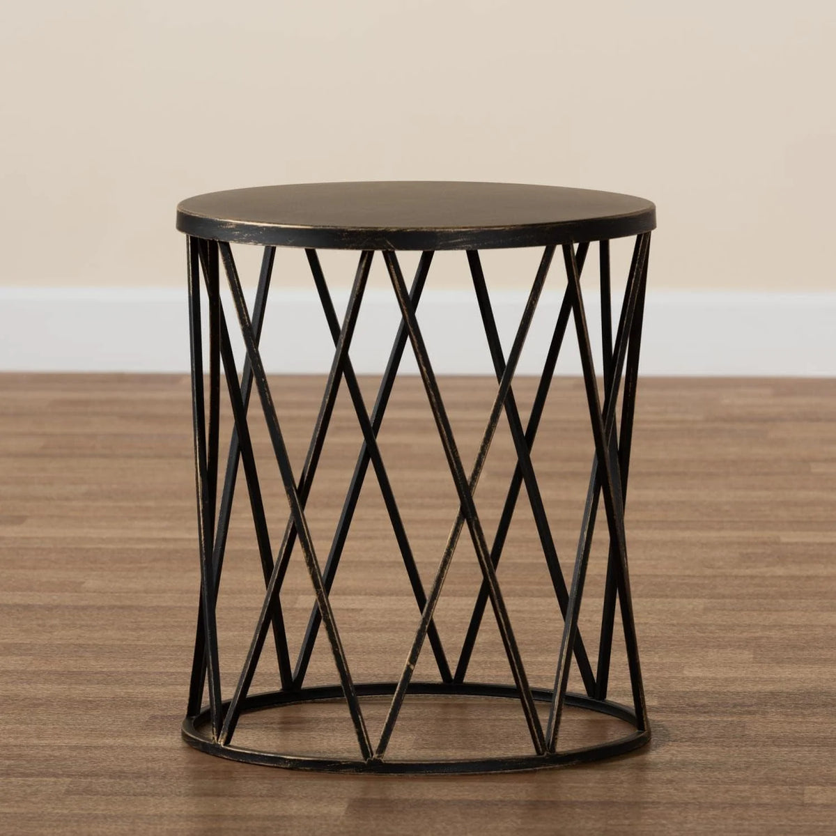 Antique Black Metal End Table I68883