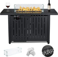 43 Inch 60,000 BTU Propane Gas Fire Pit Table with Glass Wind Guard G18557
