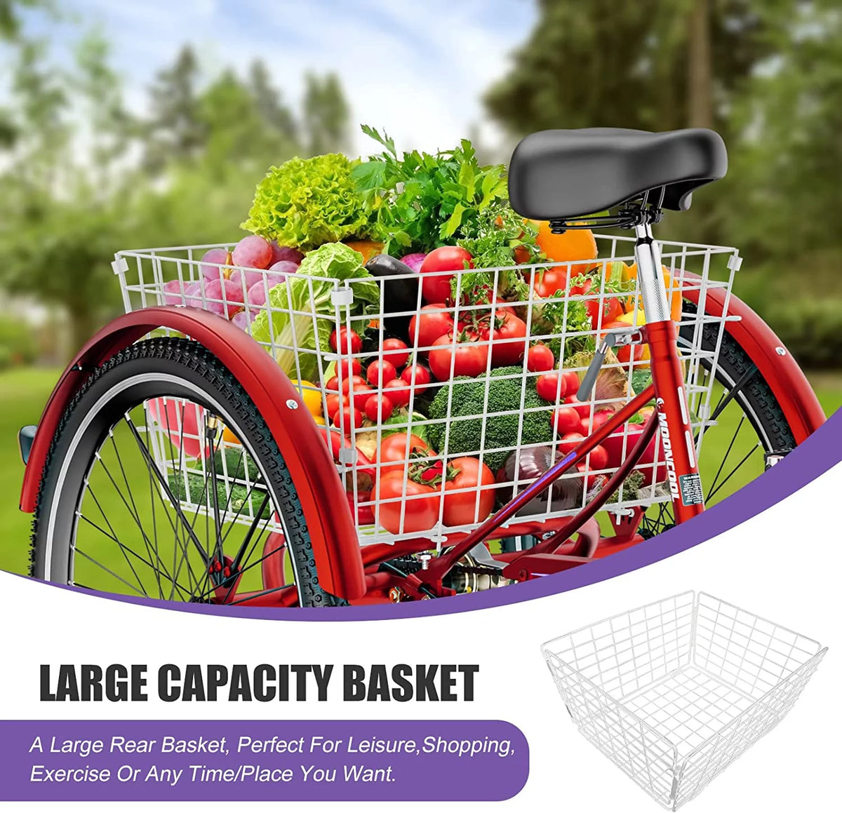 20/24/26 inch Adult Tricycle 3 Wheel Bike with Cargo Basket B157