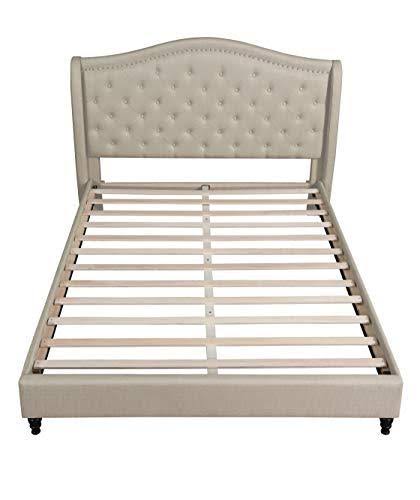 Beige King Upholstered Tufted Platform Bed V9516