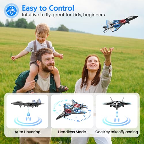 Remote Control Airplane with LED Lights, 2 Rechargeable Batteries Y824472