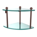 Antique Copper Two Tier Corner Glass Shelf W485856