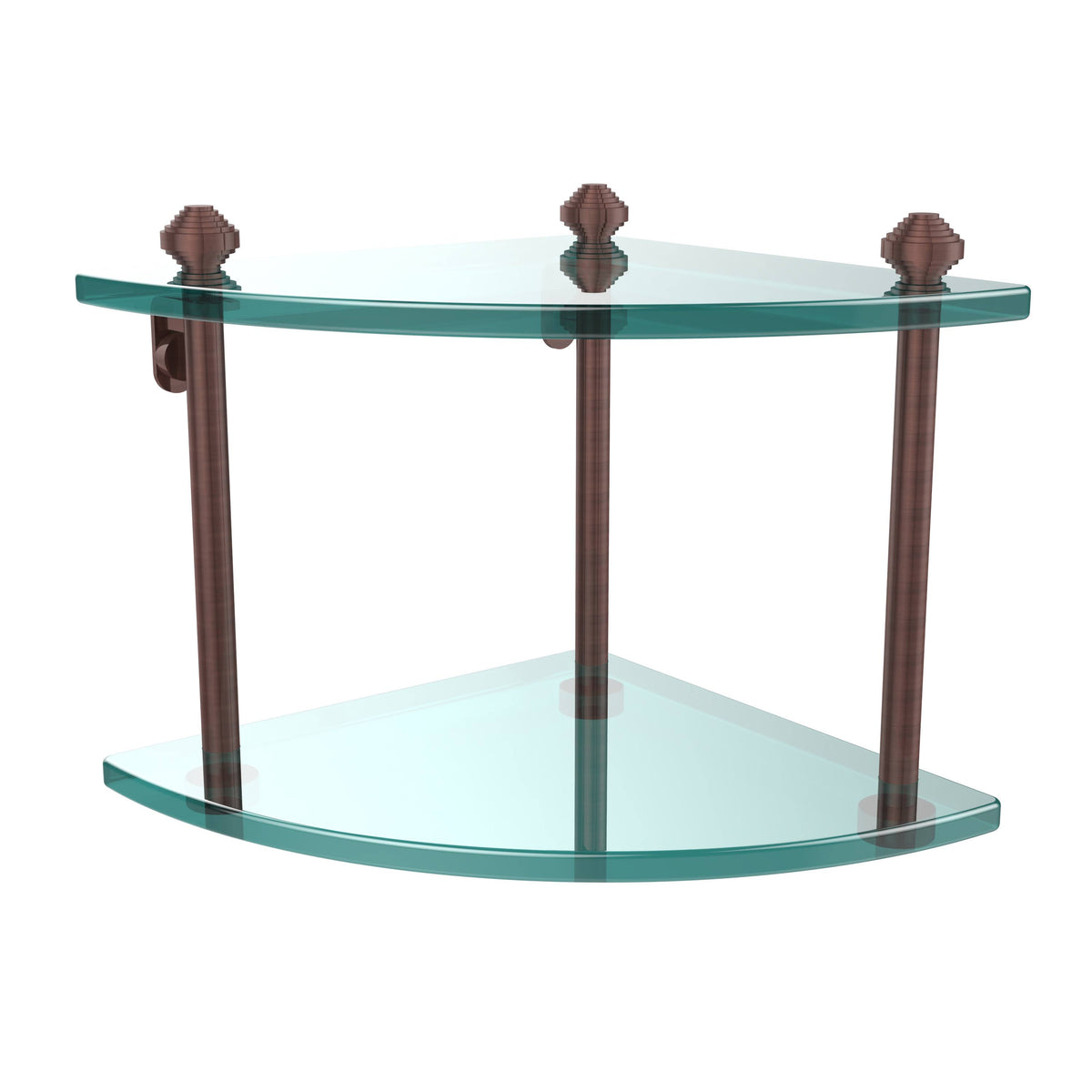 Antique Copper Two Tier Corner Glass Shelf W485856