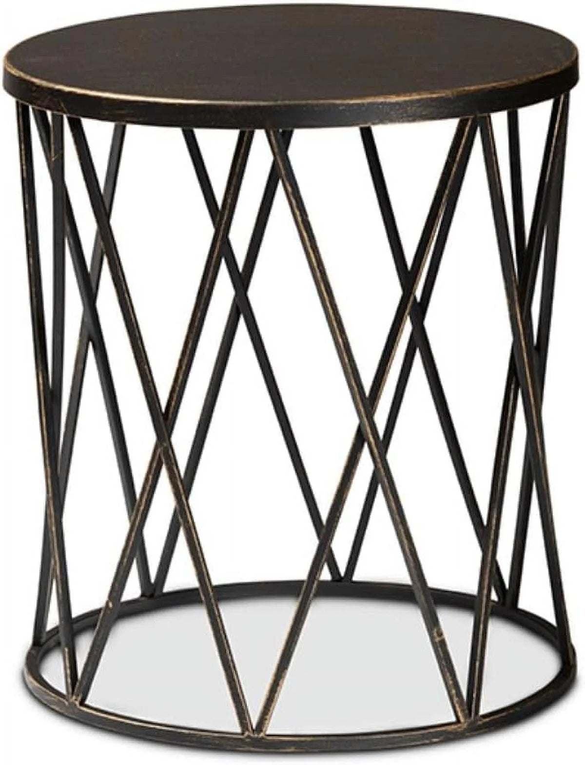 Antique Black Metal End Table I68883