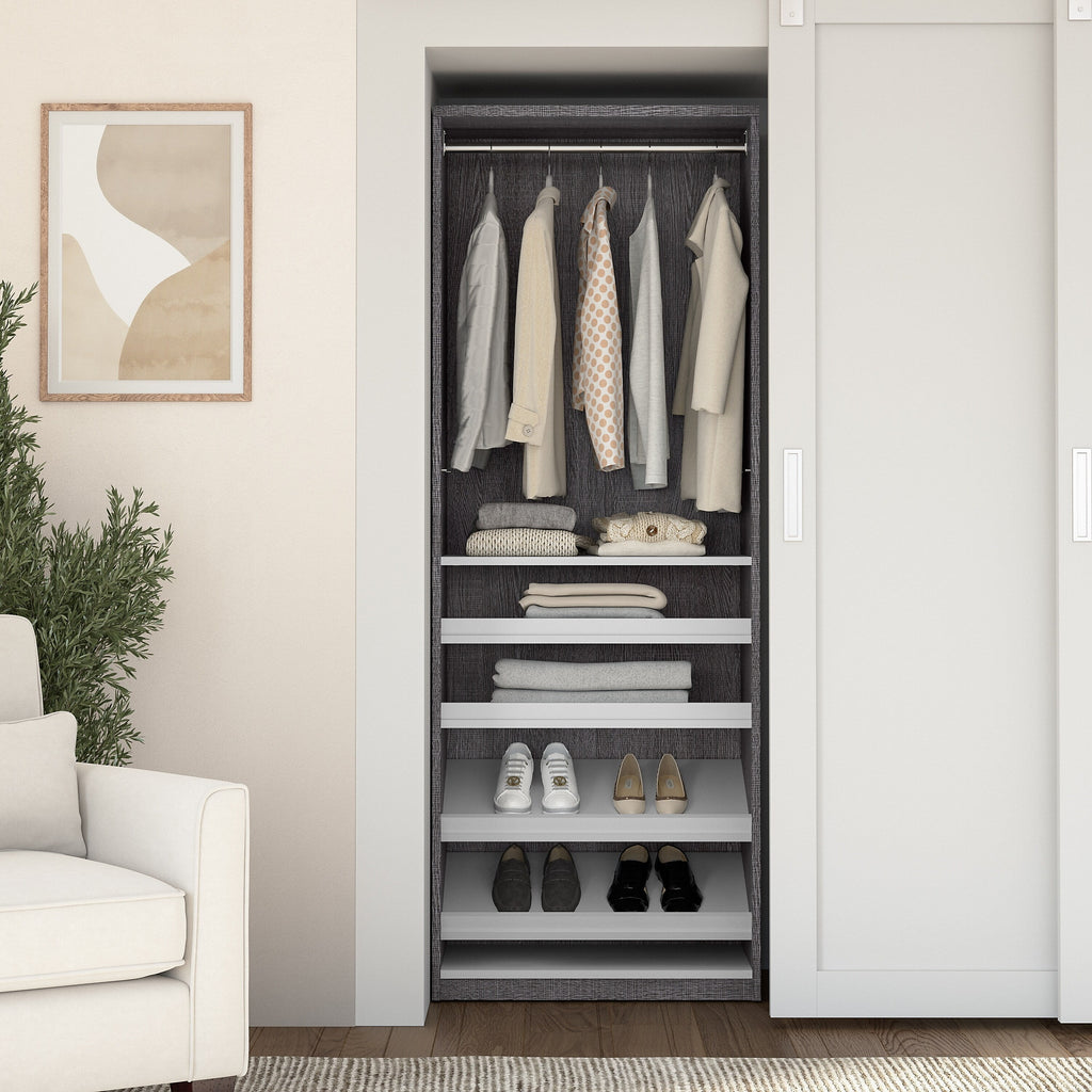 Rustic Brown & White Shoe & Closet Storage Unit W9704