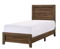 Twin Size Wooden Panel Bed Brown Cherry Finish Z311