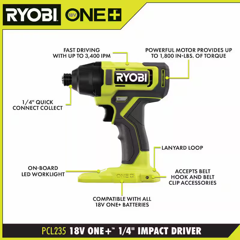 18V Cordless 4-Tool Combo Kit with Batteries, Charger, and 50-Piece Driving Kit B521889