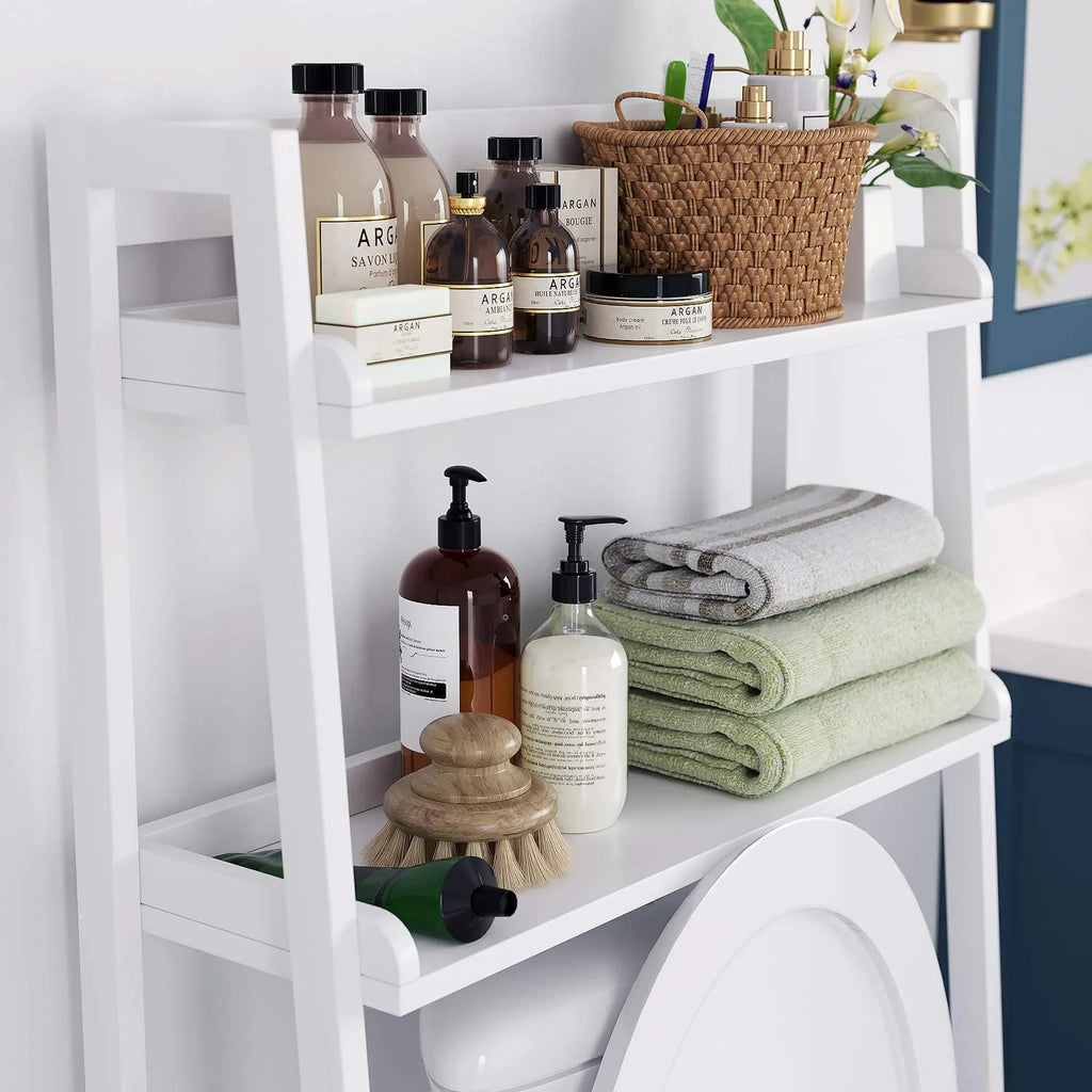 2-Tier White Over the Toilet Bathroom Shelf M94050