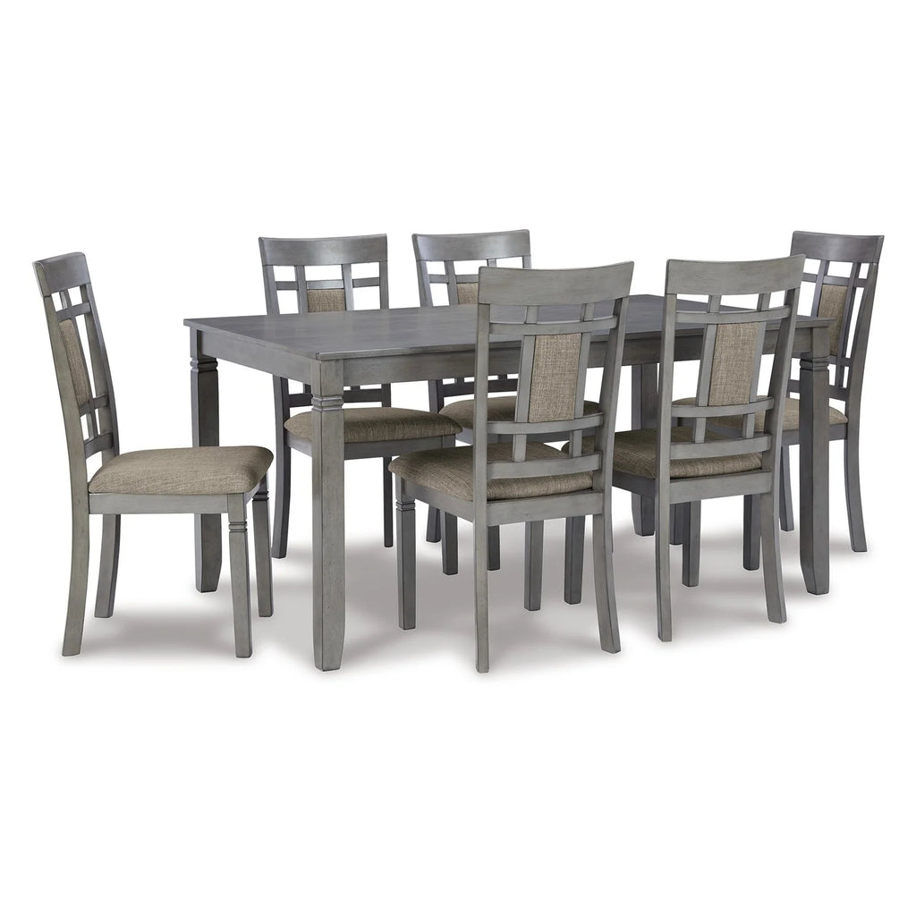 7 Piece Light Gray Wood Dining Table Set I447