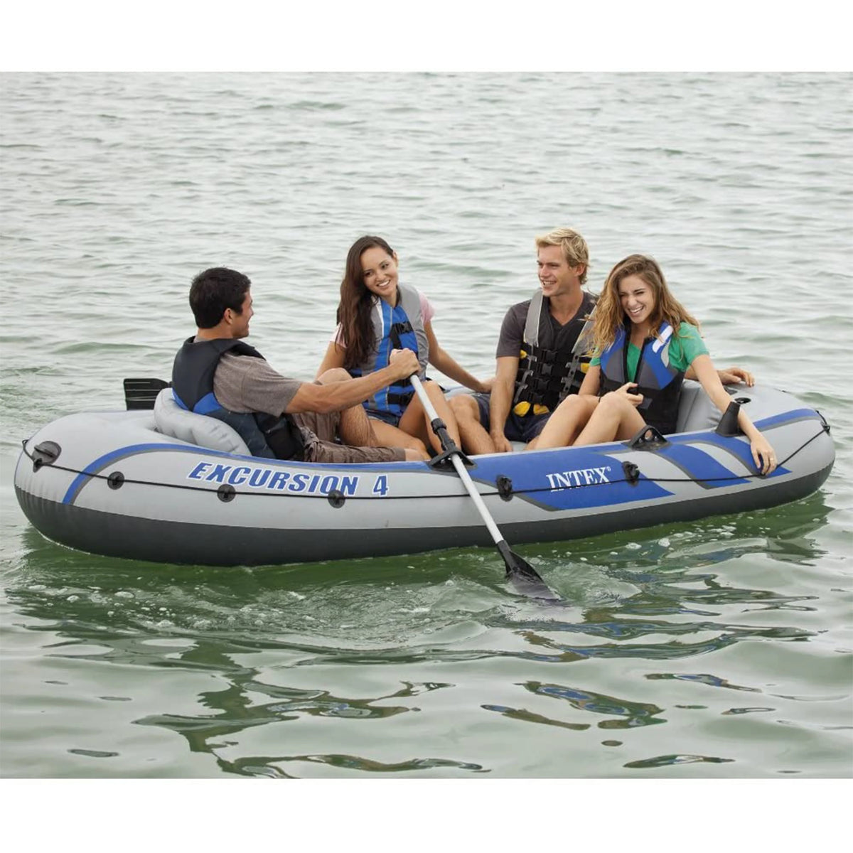 4 Person Inflatable Boat Set with 2 Oars F5884