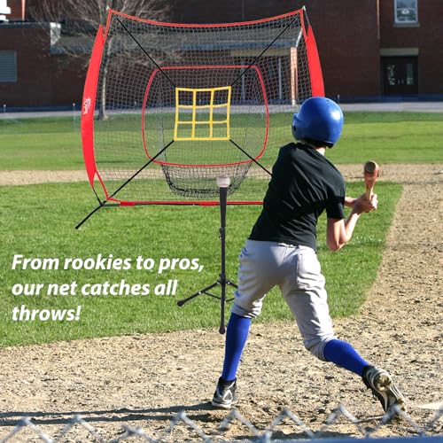 7×7FT Baseball Net with Batting Tee and Strike Zone Target C9378